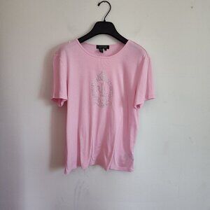 Ladies SZ L Lauren Ralph Lauren Powder Pink Cotton Short-Sleeve T-Shirt